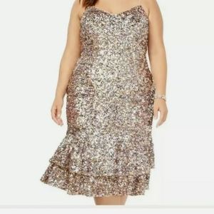 ADRIANNA PAPPEL MULTI-COLOR SEQUIN COCKTAIL DRESS